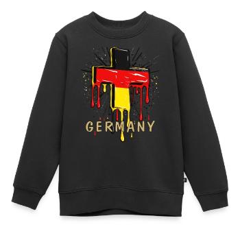 CROIX CHRÉTIENNE DRAPEAU DE L’ALLEMAGNE - Sweat Premium enfant bio - noir - Devant - AI Model Kid Female (0cm)