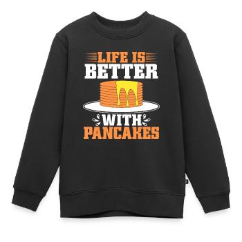 Pancake Breakfast Syrup Food Funny - Kids Premium Organic Sweatshirt - black - Front - AI Model Kid Female (0cm)