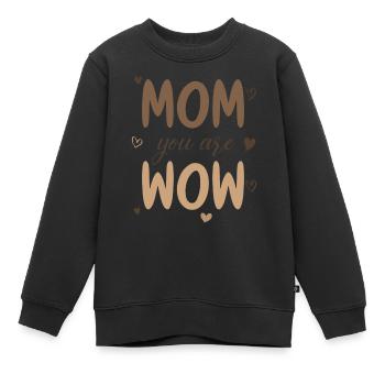 Maman tu es Wow Maman Tu es Wow Maman Fête des Mères - Sweat Premium enfant bio - noir - Devant - AI Model Kid Female (0cm)