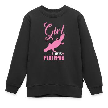 Girl loves Platypus Schnabeltier - Kinder Premium Organic Sweatshirt - Schwarz - Vorne - AI Model Kid Female (0cm)