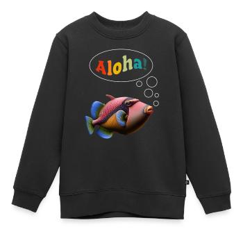 Humuhumunukunukuapua’a Pousseur de récif hawaïen - Sweat Premium enfant bio - noir - Devant - AI Model Kid Female (0cm)