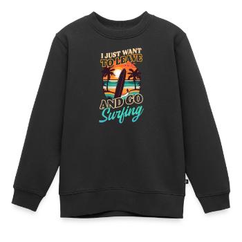 Surfer wollen Urlaub gehen Surfen - Kinder Premium Organic Sweatshirt - Schwarz - Vorne - AI Model Kid Female (0cm)