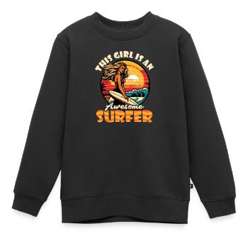 Surfer Vintage Retro Mädchen Surfen - Kinder Premium Organic Sweatshirt - Schwarz - Vorne - AI Model Kid Female (0cm)