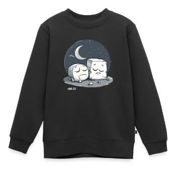 Tofu endormi mignon et la lune - Sweat Premium enfant bio - noir - Devant - AI Model Kid Female (0cm)