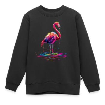 Flamingo Pop Art - Kids Premium Organic Sweatshirt - black - Front - AI Model Kid Female (0cm)