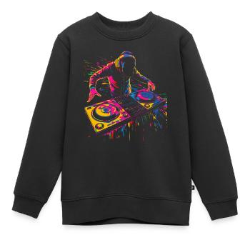 Dj Disc Jockey Plattenspieler Pop Art - Kinder Premium Organic Sweatshirt - Schwarz - Vorne - AI Model Kid Female (0cm)
