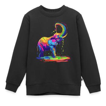 Elefant Tier Pop Art - Kinder Premium Organic Sweatshirt - Schwarz - Vorne - AI Model Kid Female (0cm)