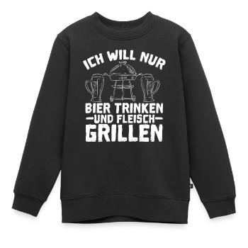 Discover the art of barbecuing with the - Kids Premium Organic Sweatshirt - black - Front - AI Model Kid Female (0cm)
