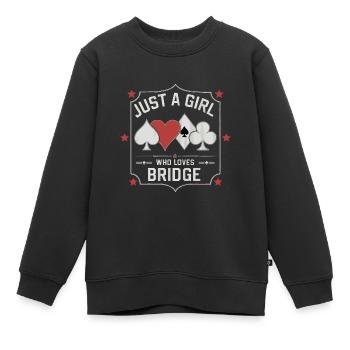 Bridge Kartenspiel Geschenk - Kinder Premium Organic Sweatshirt - Schwarz - Vorne - AI Model Kid Female (0cm)