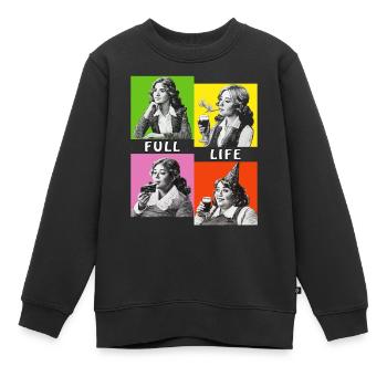 FULL LIFE - Kids Premium Organic Sweatshirt - black - Front - AI Model Kid Female (0cm)
