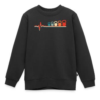 Kettlebell Ekg Heartbeat - Kinder Premium Organic Sweatshirt - Schwarz - Vorne - AI Model Kid Female (0cm)