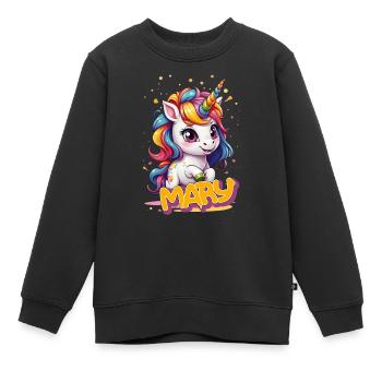MARY - Schöner Mädchen Name mit süßem Einhorn - Kinder Premium Organic Sweatshirt - Schwarz - Vorne - AI Model Kid Female (0cm)
