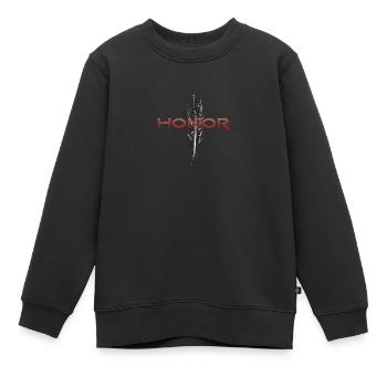 Épée d’honneur Katana - Sweat Premium enfant bio - noir - Devant - AI Model Kid Female (0cm)