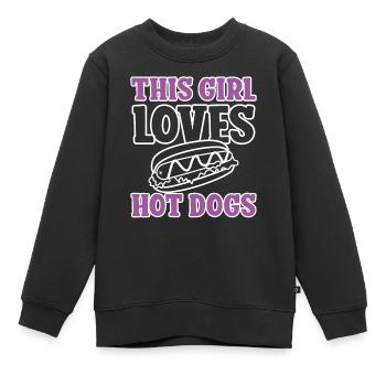 Hot Dog Adult Girl This Girl Loves - Kinder Premium Organic Sweatshirt - Schwarz - Vorne - AI Model Kid Female (0cm)