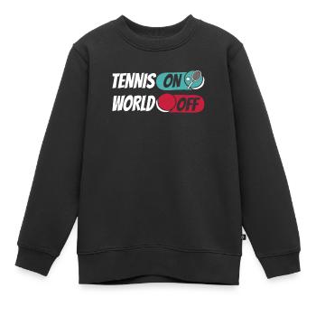 Tennis Tennis sur World Off - Sweat Premium enfant bio - noir - Devant - AI Model Kid Female (0cm)