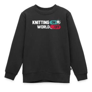 Tricot frappé sur World Off - Sweat Premium enfant bio - noir - Devant - AI Model Kid Female (0cm)