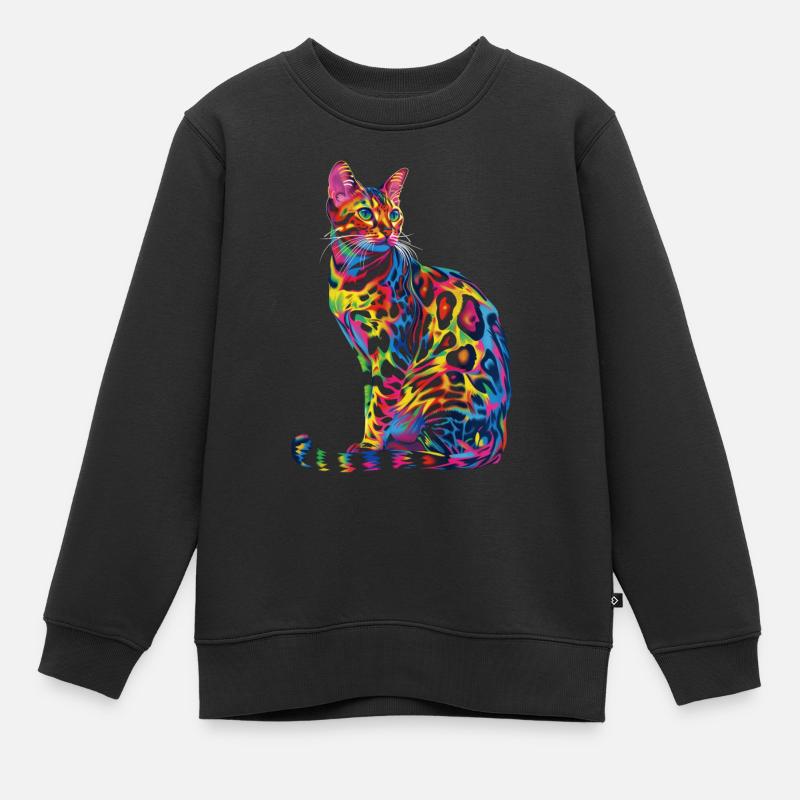 Chat du Bengale Pop Art - Sweat Premium enfant bio - noir