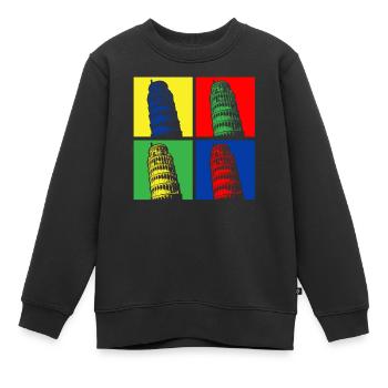 Tour penchée de Pise : une culture pop vibrante - Sweat Premium enfant bio - noir - Devant - AI Model Kid Female (0cm)