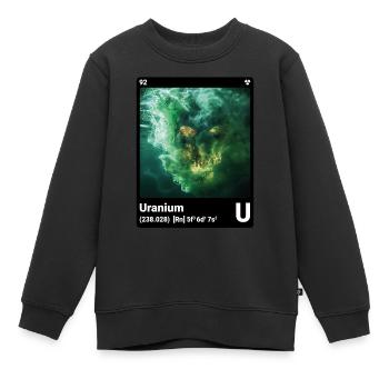 AI am Uranium (bk) mode périodique nerd - Sweat Premium enfant bio - noir - Devant - AI Model Kid Female (0cm)