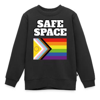 LGBTQ safe space inclusive pride flag - Kids Premium Organic Sweatshirt - black - Front - AI Model Kid Female (0cm)