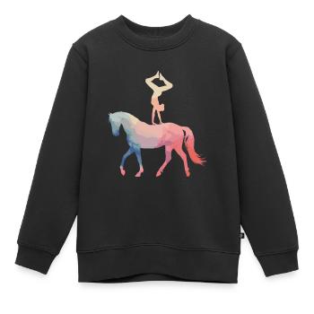Liebt Pferd Voltigieren Geschenk - Kinder Premium Organic Sweatshirt - Schwarz - Vorne - AI Model Kid Female (0cm)