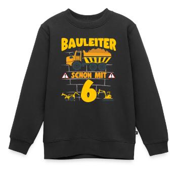 6. Geburtstag Bauleiter Mit 6 Bagger Kipplaster - Kinder Premium Organic Sweatshirt - Schwarz - Vorne - AI Model Kid Female (0cm)
