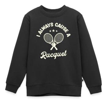 Je cause toujours un joueur de tennis de raquette - Sweat Premium enfant bio - noir - Devant - AI Model Kid Female (0cm)