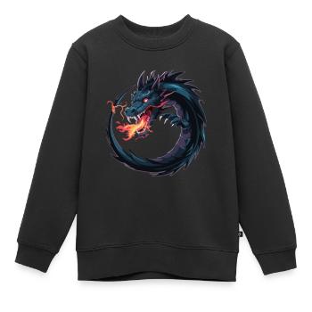 FEUER IM DRACHEN - Kinder Premium Organic Sweatshirt - Schwarz - Vorne - AI Model Kid Female (0cm)