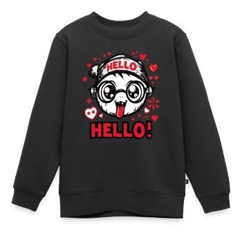 Der lustige seltsame Hallo-Hallo-Junge - Kinder Premium Organic Sweatshirt - Schwarz - Vorne - AI Model Kid Female (0cm)