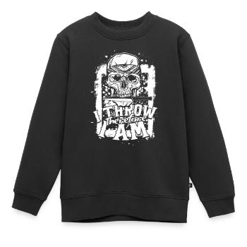 Lancer de couteau Je lance donc je suis - Sweat Premium enfant bio - noir - Devant - AI Model Kid Female (0cm)