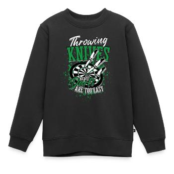 Knife Thrower Knife Throw - Kids Premium Organic Sweatshirt - black - Front - AI Model Kid Female (0cm)