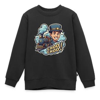 LOKOMOTIVE - Kinder Premium Organic Sweatshirt - Schwarz - Vorne - AI Model Kid Female (0cm)