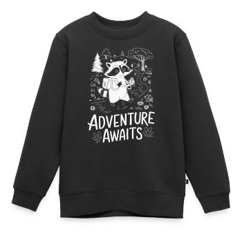 DAS ABENTEUER WARTET AUF SIE - Kinder Premium Organic Sweatshirt - Schwarz - Vorne - AI Model Kid Female (0cm)