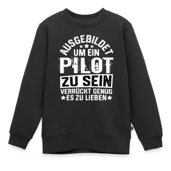 Pilot Flugzeug Piloten Fliegen Flieger Flugsport - Kinder Premium Organic Sweatshirt - Schwarz - Vorne - AI Model Kid Female (0cm)