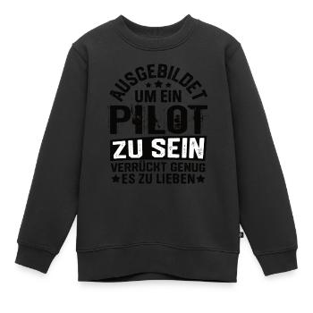 Pilot Flugzeug Piloten Fliegen Flieger Flugsport - Kinder Premium Organic Sweatshirt - Schwarz - Vorne - AI Model Kid Female (0cm)