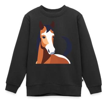 Pferd mit braunem Fell - Kinder Premium Organic Sweatshirt - Schwarz - Vorne - AI Model Kid Female (0cm)