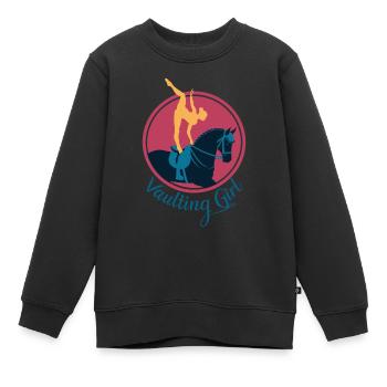 Liebt Pferd Voltigieren Geschenk - Kinder Premium Organic Sweatshirt - Schwarz - Vorne - AI Model Kid Female (0cm)