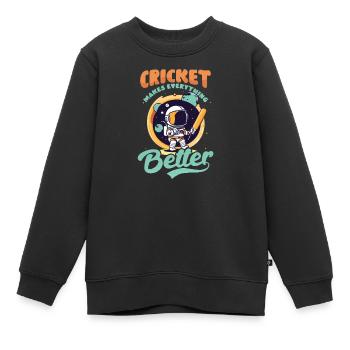 Cricketspieler macht alles besser - Kinder Premium Organic Sweatshirt - Schwarz - Vorne - AI Model Kid Female (0cm)