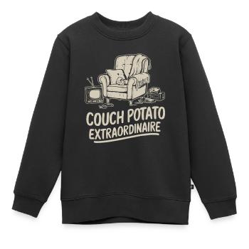 COUCH POTATO DER EXTRAKLASSE - Kinder Premium Organic Sweatshirt - Schwarz - Vorne - AI Model Kid Female (0cm)