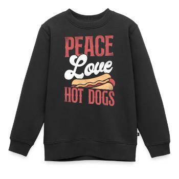 Hot Dog Adult Girl Peace Love Hot - Kinder Premium Organic Sweatshirt - Schwarz - Vorne - AI Model Kid Female (0cm)