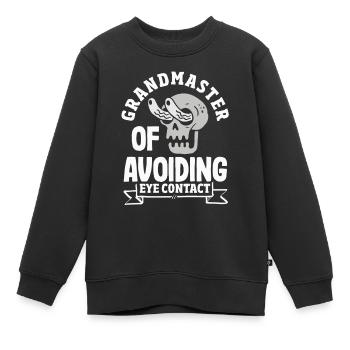 Grand maître de l’évitement du contact visuel Crâne drôle - Sweat Premium enfant bio - noir - Devant - AI Model Kid Female (0cm)