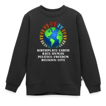 contre le racisme, contre la droite, contre les nazis, l’amour - Sweat Premium enfant bio - noir - Devant - AI Model Kid Female (0cm)