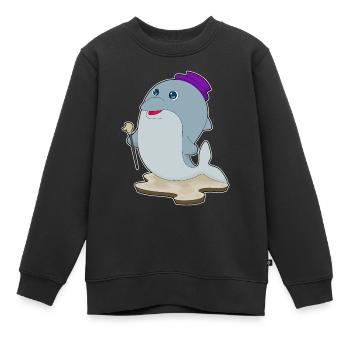 Dolphin Pensioner Walking Stick - Kids Premium Organic Sweatshirt - black - Front - AI Model Kid Female (0cm)