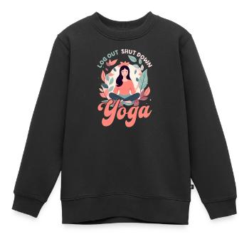 Drôle d’amateur de yoga Se déconnecter Arrêter le yoga - Sweat Premium enfant bio - noir - Devant - AI Model Kid Female (0cm)