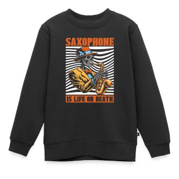 Saxophon Saxofon Skelett - Kinder Premium Organic Sweatshirt - Schwarz - Vorne - AI Model Kid Female (0cm)