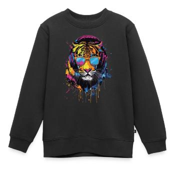 Tiger - Kinder Premium Organic Sweatshirt - Schwarz - Vorne - AI Model Kid Female (0cm)