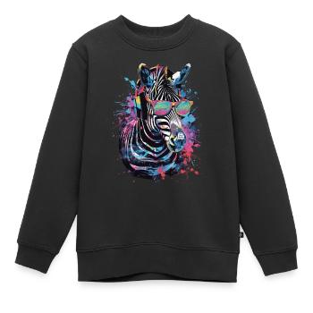 Zèbre - Sweat Premium enfant bio - noir - Devant - AI Model Kid Female (0cm)
