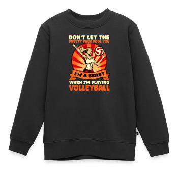 Volleyballspieler Biest beim Volleyballspielen - Kinder Premium Organic Sweatshirt - Schwarz - Vorne - AI Model Kid Female (0cm)