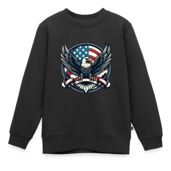 Amerika Adler Unabhängigkeitstag Stars and Stripes - Kinder Premium Organic Sweatshirt - Schwarz - Vorne - AI Model Kid Female (0cm)