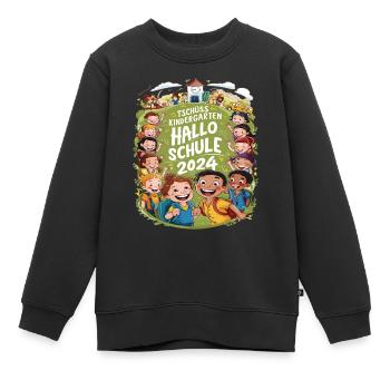 Tschüss Kindergarten Hallo Schule 2024 - Kinder Premium Organic Sweatshirt - Schwarz - Vorne - AI Model Kid Female (0cm)